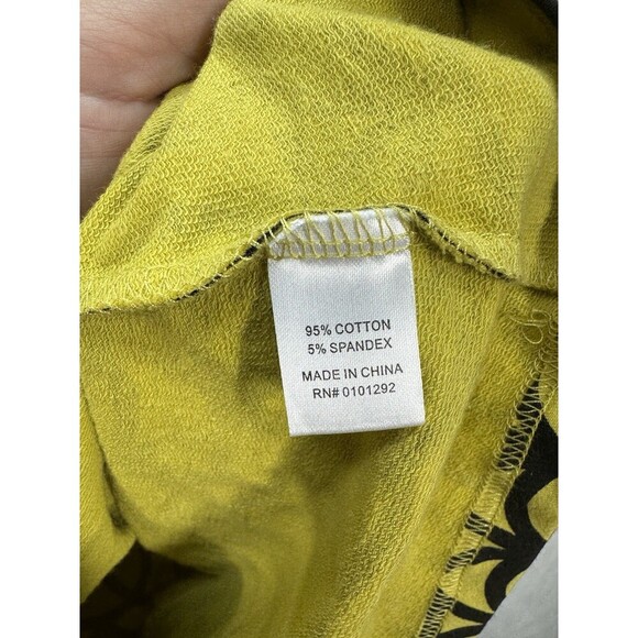 Lulu-B Geometric Circles Top Womens Small Deep Marigold Yellow Stretch V-Neck - Picture 5 of 7